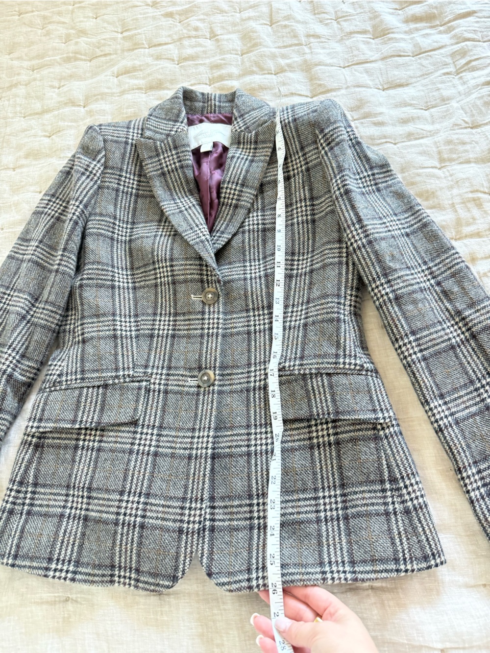 Brooks Brothers Peak Lapel Blazer Jacket in Glen Plaid Wool Moon Fabric Size 4 - Picture 10 of 16